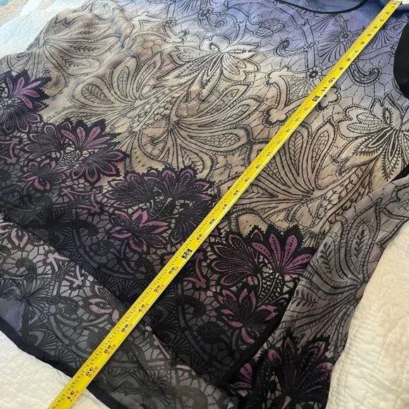 Citron Santa Monica Womens Silk & Polyester Sheer Tunic Blouse With Floral Print - Picture 6 of 7